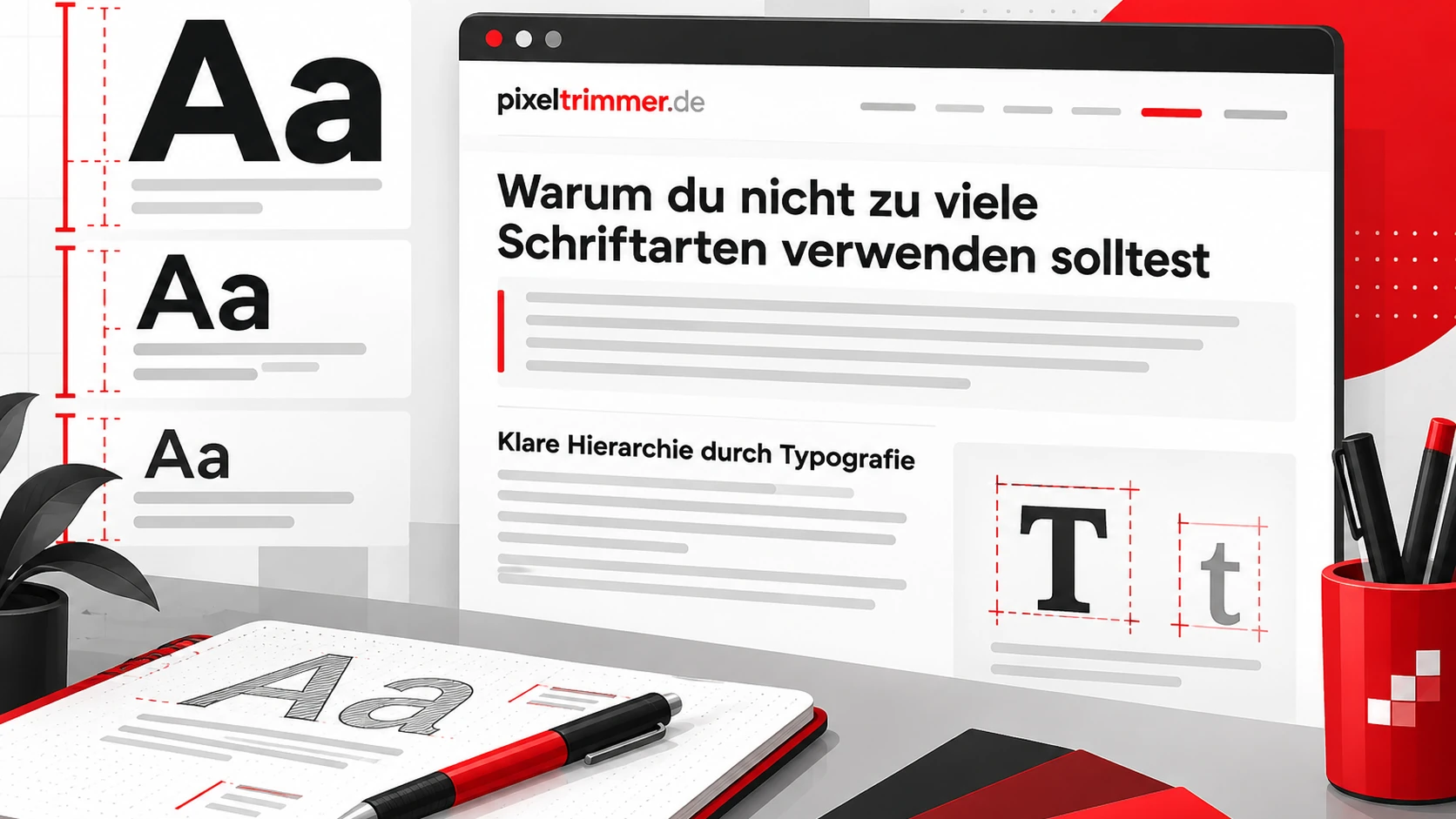 Illustration zur einheitlichen Verwendung von Schriftarten und typografischen Hierarchien auf Websites